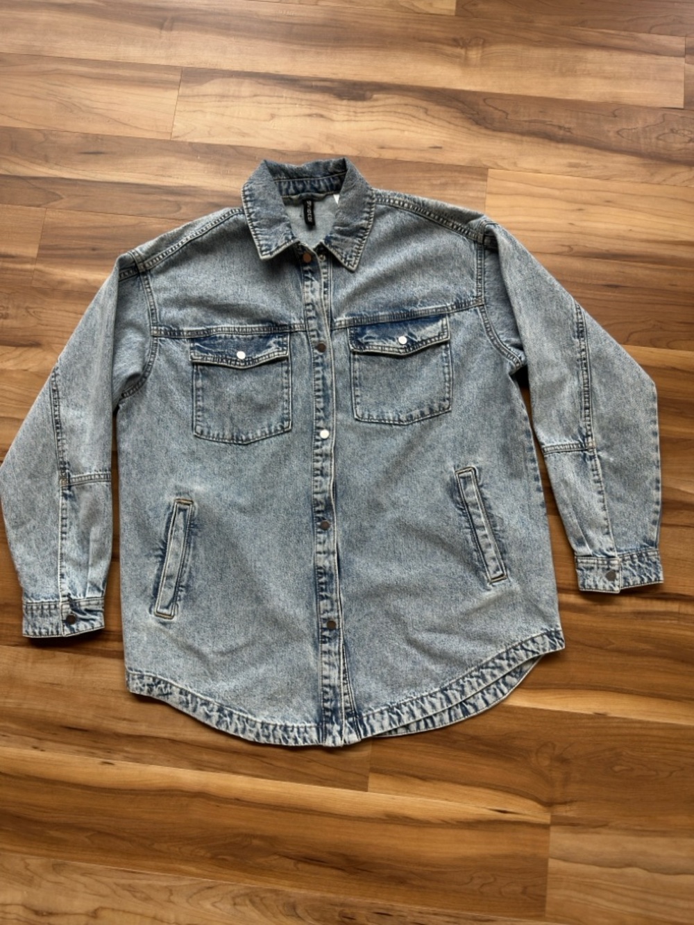 H&M Divided light Wash Cotton Denim oversized Shacket